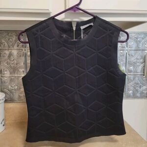 Zara Black Neoprene Back Zip Top Boxy Small NWT